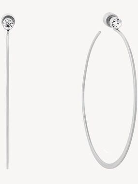Michael Kors Silver-Tone Crystal Hoop Earrings – New